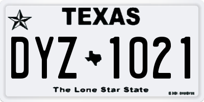 TX license plate DYZ1021