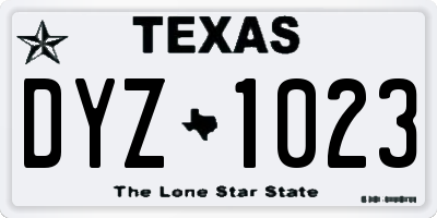 TX license plate DYZ1023