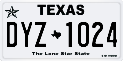 TX license plate DYZ1024