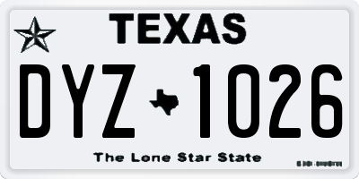 TX license plate DYZ1026