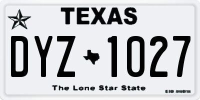 TX license plate DYZ1027