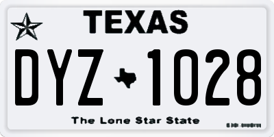 TX license plate DYZ1028