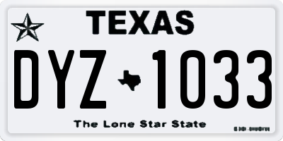 TX license plate DYZ1033