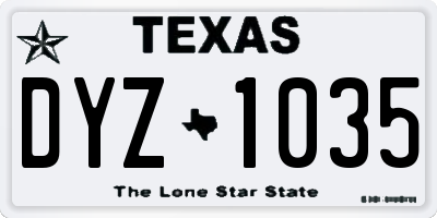 TX license plate DYZ1035