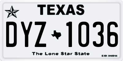 TX license plate DYZ1036