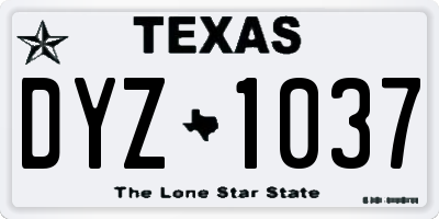 TX license plate DYZ1037