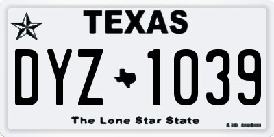 TX license plate DYZ1039