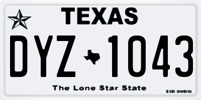 TX license plate DYZ1043