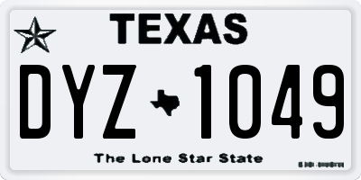 TX license plate DYZ1049