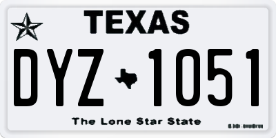 TX license plate DYZ1051