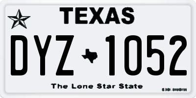TX license plate DYZ1052