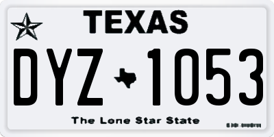 TX license plate DYZ1053