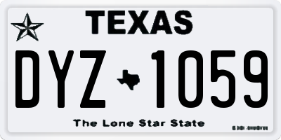 TX license plate DYZ1059