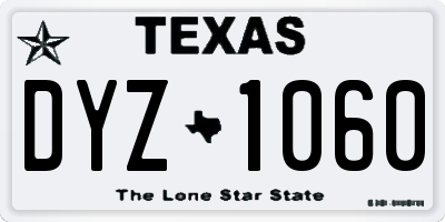 TX license plate DYZ1060