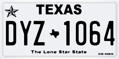 TX license plate DYZ1064