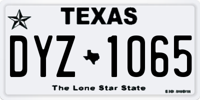 TX license plate DYZ1065