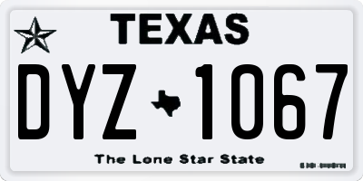 TX license plate DYZ1067