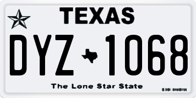 TX license plate DYZ1068