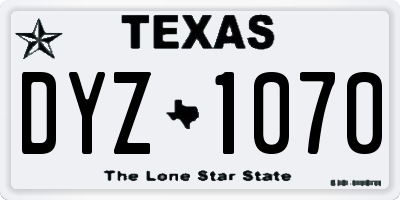 TX license plate DYZ1070