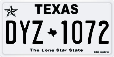 TX license plate DYZ1072