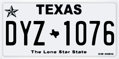 TX license plate DYZ1076