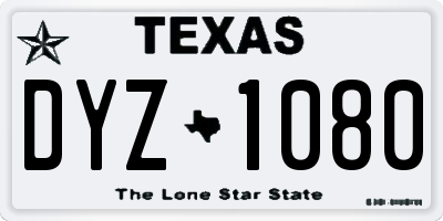 TX license plate DYZ1080