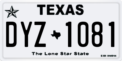 TX license plate DYZ1081