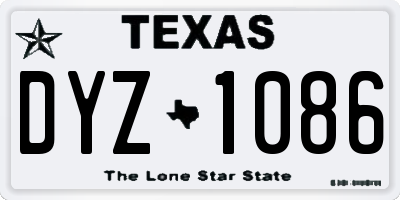 TX license plate DYZ1086