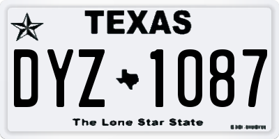 TX license plate DYZ1087