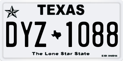 TX license plate DYZ1088