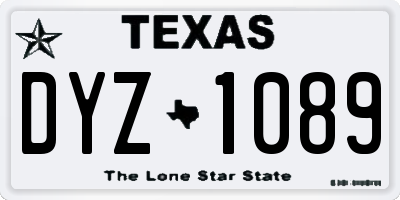 TX license plate DYZ1089