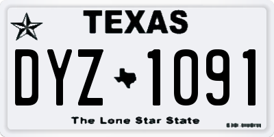 TX license plate DYZ1091