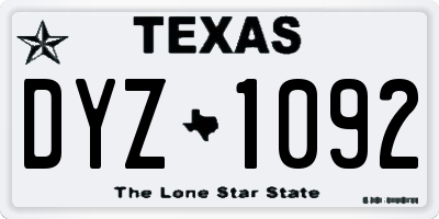TX license plate DYZ1092