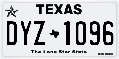TX license plate DYZ1096