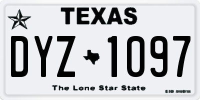 TX license plate DYZ1097