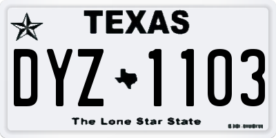 TX license plate DYZ1103