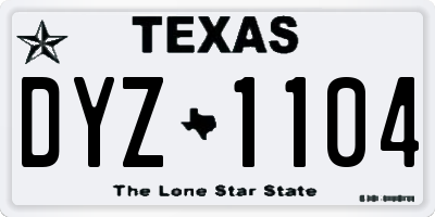 TX license plate DYZ1104