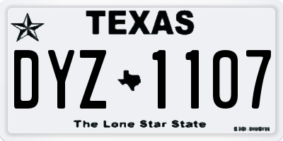 TX license plate DYZ1107