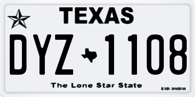 TX license plate DYZ1108