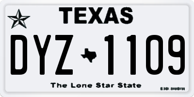 TX license plate DYZ1109