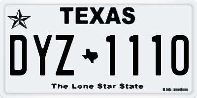 TX license plate DYZ1110