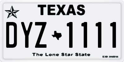 TX license plate DYZ1111