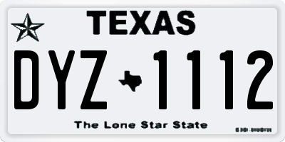 TX license plate DYZ1112