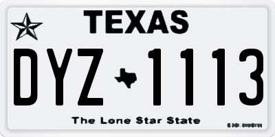 TX license plate DYZ1113