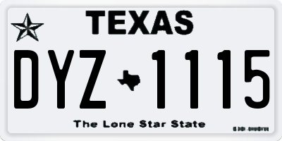 TX license plate DYZ1115