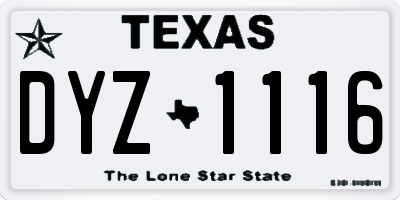 TX license plate DYZ1116