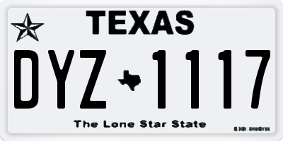 TX license plate DYZ1117