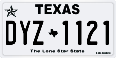 TX license plate DYZ1121