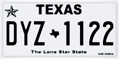 TX license plate DYZ1122