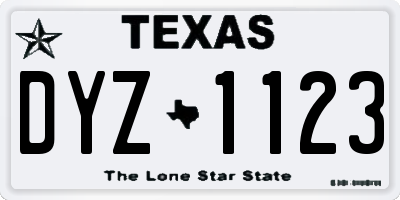 TX license plate DYZ1123